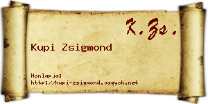 Kupi Zsigmond névjegykártya